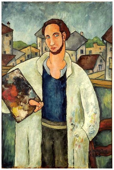 Jean Martin : Le peintre, 1934, huile sur toile, 146x97, Musée Paul Dini, Villefranche sur Saône. © Musée Paul Dini
