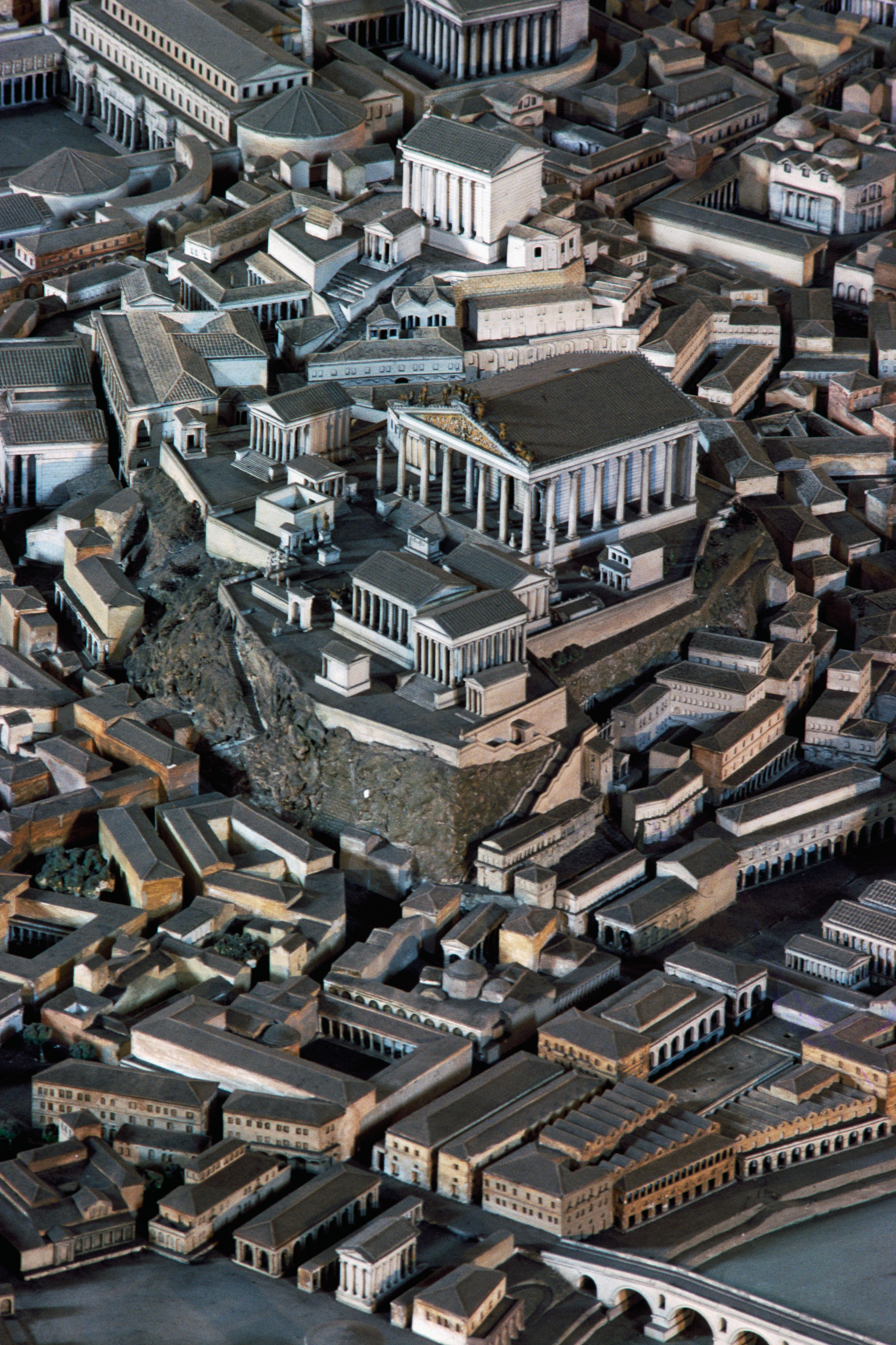 Detail of a model of ancient Rome preserved in the Museum of Roman Civilisation, Rome, Italy.
