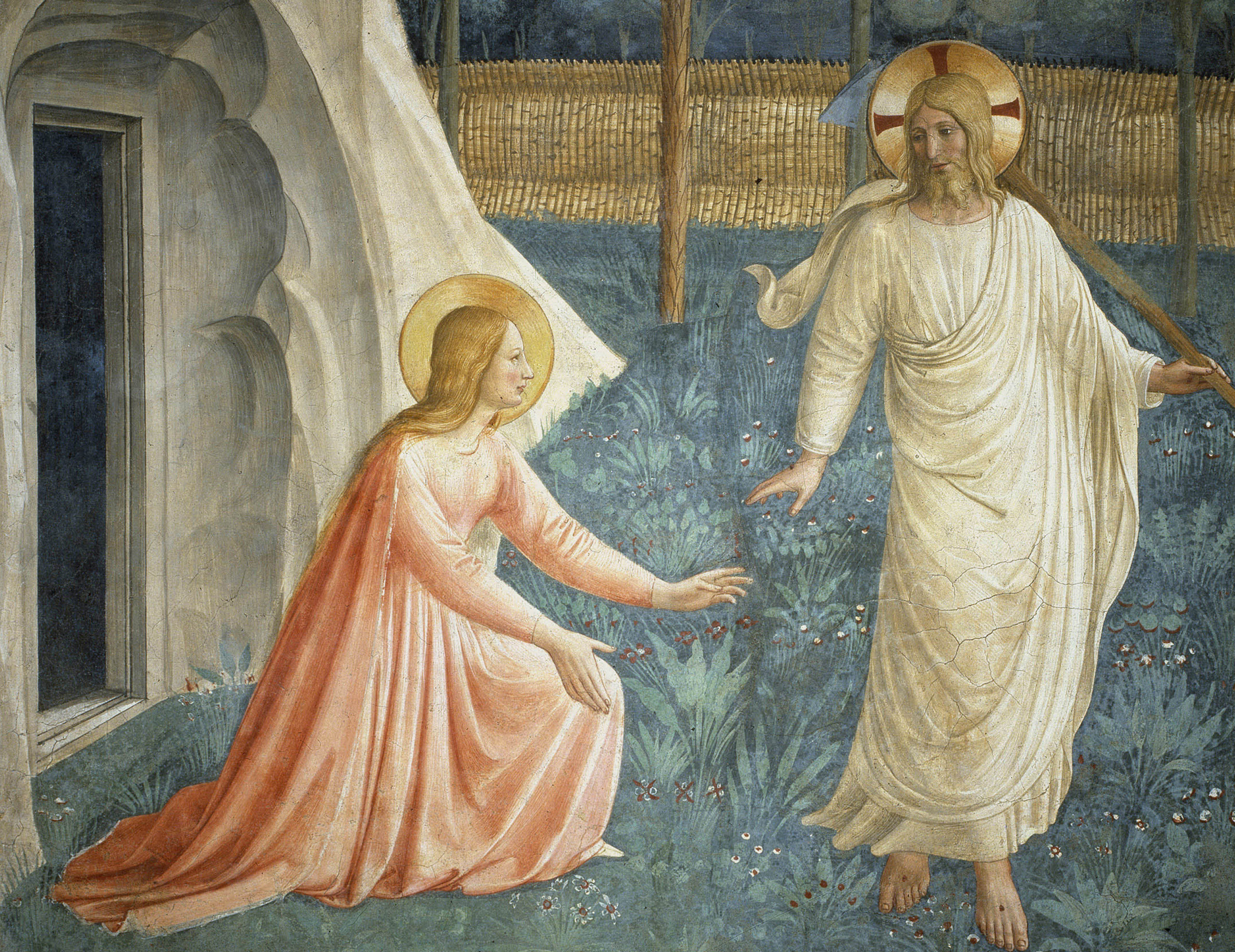 Jesus Christ ressuscité refuse d'être touché par Sainte Marie Madeleine. Fresque de Guido di Pietro (ou Fra Giovanni da Fiesole) dit Fra Angelico ou il Beato (1400-1455), 1442. 
