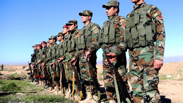Syrian Peshmerga train for fighting against Daesh and Assad forces