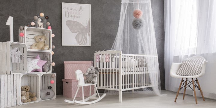 WEB3 NURSERY BABY&rsquo;S ROOM GIRL NEWBORN PINK AND GRAY Shutterstock