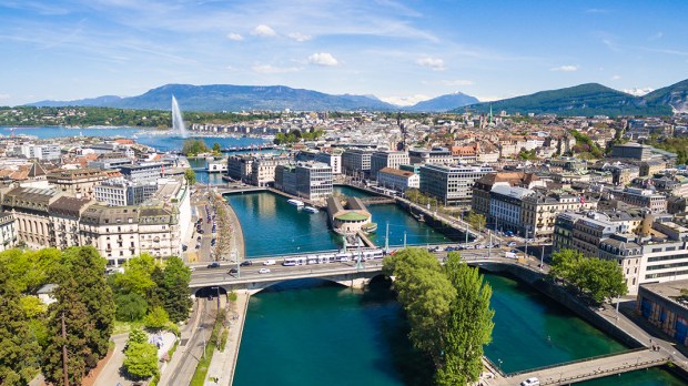 Aerial view of Leman lake