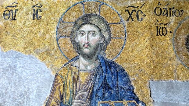 icône du christ en mosaïque