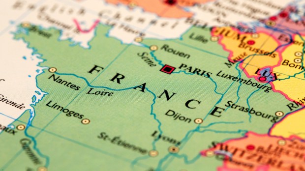 France on atlas world map