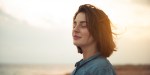 Woman, Closed eyes, Smile