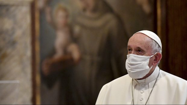 pope francis with a mask