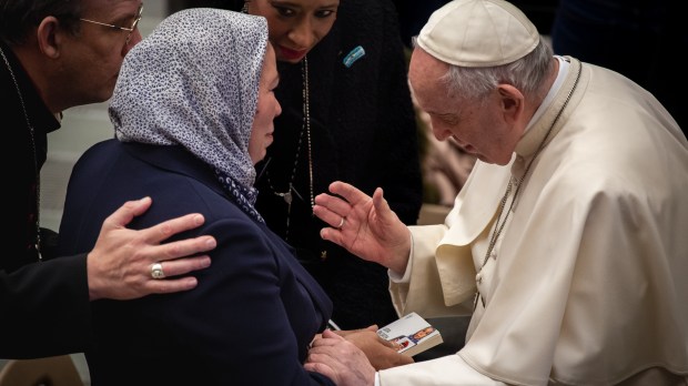 Pope Francis meets with Latifa Ibn Ziaten