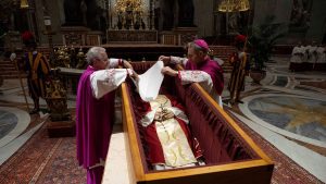officials-preparing-the-casket-of-the-late-Pope-Emeritus-Benedict-XVI-at-St.-Peters-Basilica-in-The-Vatican-AFP-000_336J8LU-e1672929732798