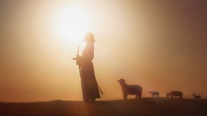 Jezus Chrystus jako dobry pasterz prowadzący swoje owce