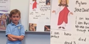 Pour son exposé devant la classe, Kai, 7 ans, a choisi un héros très particulier
