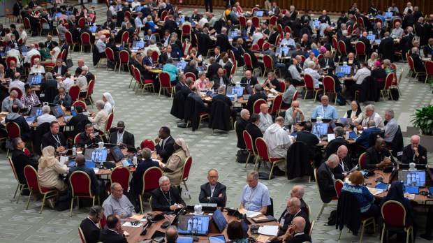 Participants of the 16th General Assembly of the Synod of Bishops gather in the Paul VI hall