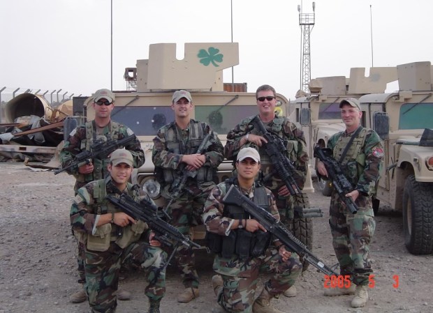 Specialist David Santos (lower left) with his team on the 173rd