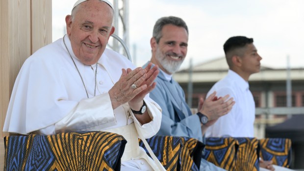 Pope Francis during his visit at the central prison of Montorio on the sidelines of a papal visit to Verona